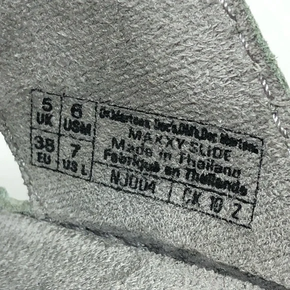 Dr. Martens Sandals Maxxy Buttery Soft Leather Sage Green Slides - Picture 7 of 15